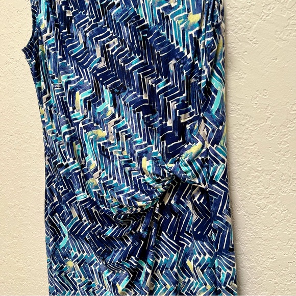 Nic+Zoe Womens 1X Blue‎ Abstract Print Sleeveless Knit Midi Dress - Picture 3 of 7